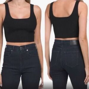 House of Harlow sculpt contour ribbed crop top black